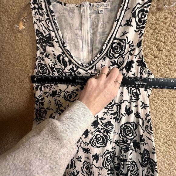 ModaPosa Womens XS Black White Floral Sleeveless Swing Dress Lace Up Back Lined - Picture 16 of 16